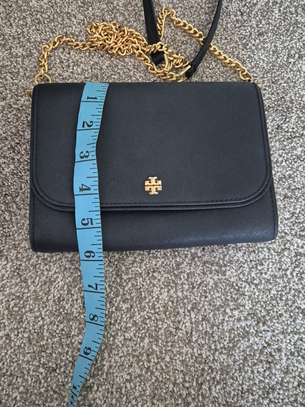 Tory Burch Black Saffiano Leather Chain Crossbody